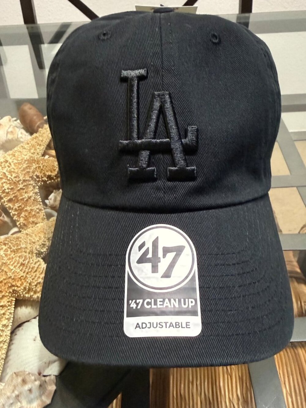 47 BRAND LA DODGERS BLACK EMBROIDDERED ONE SIZE ADJUSTABLE BASEBALL CAP HAT NWT